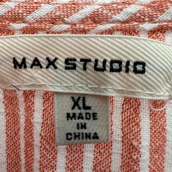 Max Studio Smocked Waist Stripe Tiered Mini Dress Peach Women's XL - Picture 5 of 12
